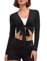 LOMON Womens Ballet Wrap Tops Self Tie V Neck Pilates Workout Tops