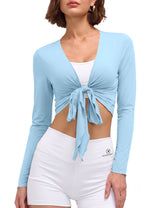 LOMON Womens Ballet Wrap Tops Self Tie V Neck Pilates Workout Tops