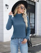 LOMON Women's Casual Turtleneck Sweaters Cable Knit Fall Long Sleeve Slim Fit Pullover Tops