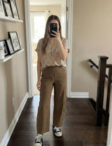 LOMON Wide Leg Barrel Pants for Women 27" Work Dress Casual Golf Loose Fit Crop Ankle Palazzo Slacks with Pockets Spring 2026