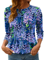 LOMON Women's 3/4 Length Sleeve Tops Crew Neck Dressy Casual Blouses Summer Tees Shirts
