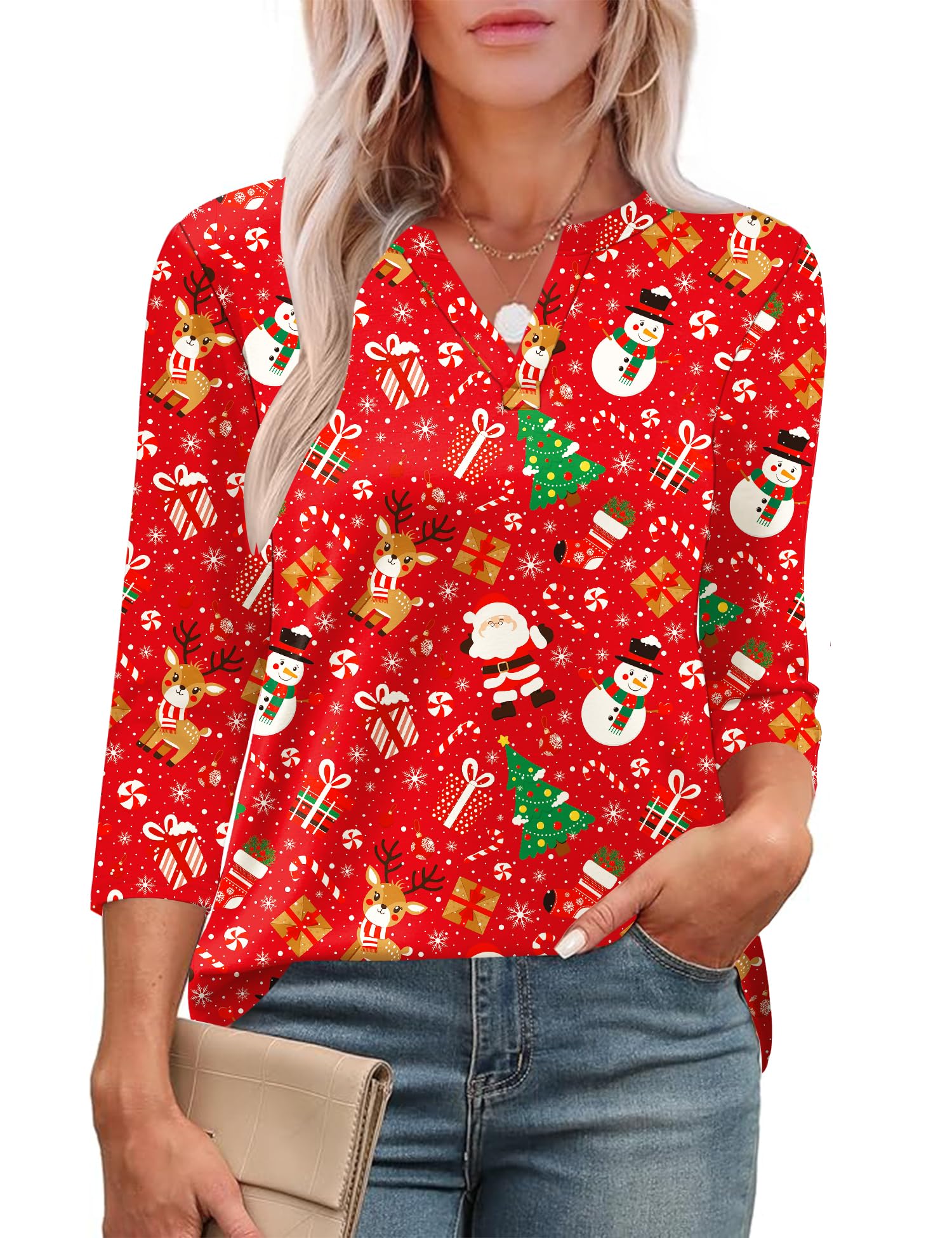 LOMON Womens 3/4 Length Sleeve Tops V Neck Business Casual Blouses Summer Tees Shirts 2026