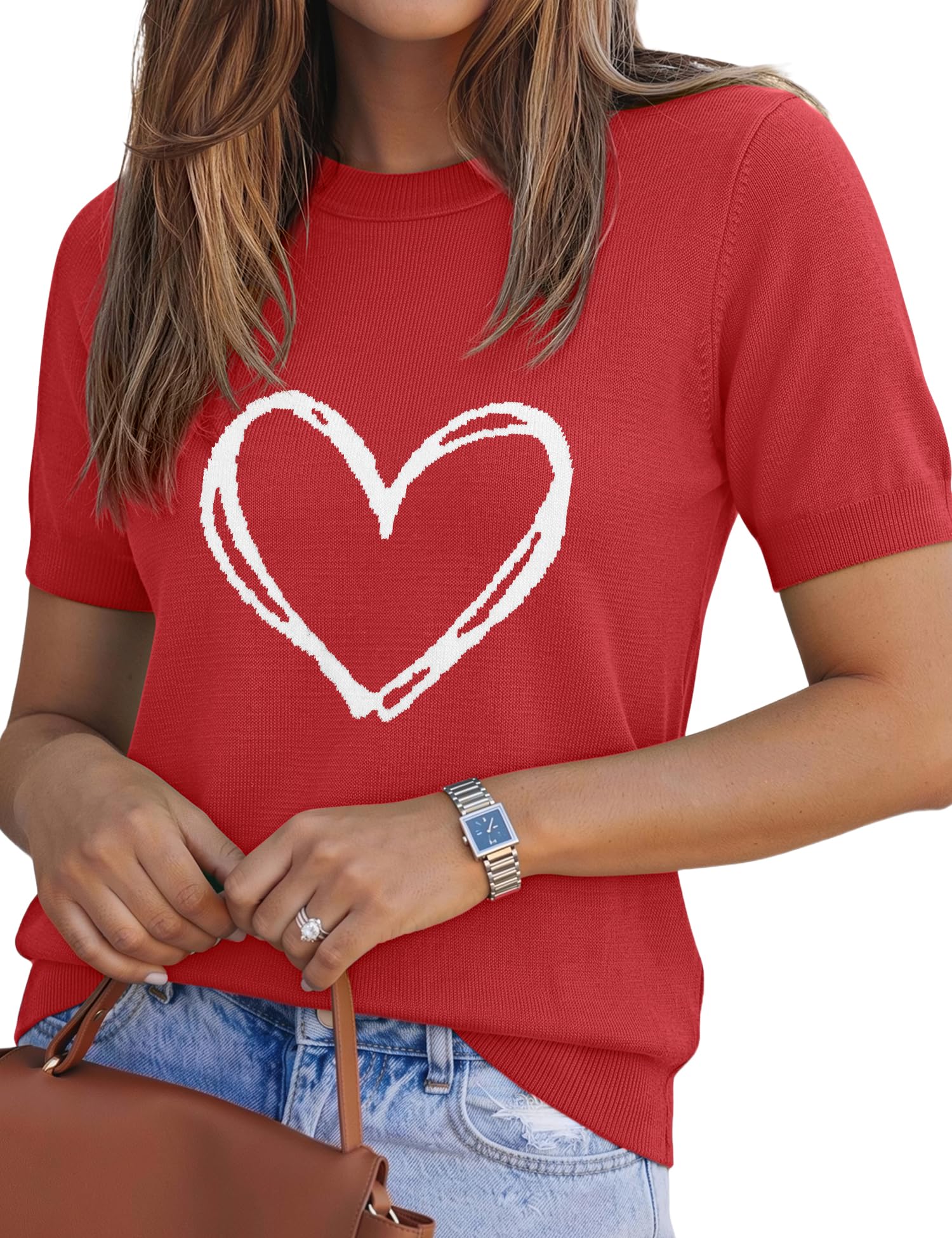 LOMON Short Sleeve Sweater for Women Light-Weight Crew Neck Summer Tops Dressy Casual Women's Clothes 2026, S-XXL
