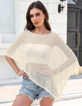 LOMON Womens Sheer Poncho Shrug Bolero Lightweight Knit Crochet Shrug Mesh Cover Up Summer 2026