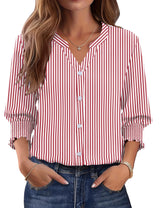 LOMON Button Down Shirts for Women 3/4 Length Sleeve Business Casual Blouses 2026 Summer Tops