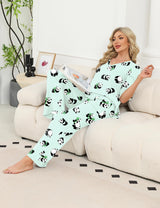 LOMON Women's 2 Piece Lounge Pajama Sets Soft 3/4 Sleeve Tops and Wide Leg Pants Loose Casual Outfits with Pockets