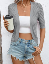 LOMON Womens Cropped Cardigan Short Sleeve Bolero Shrug Sweater Open Front Lightweight