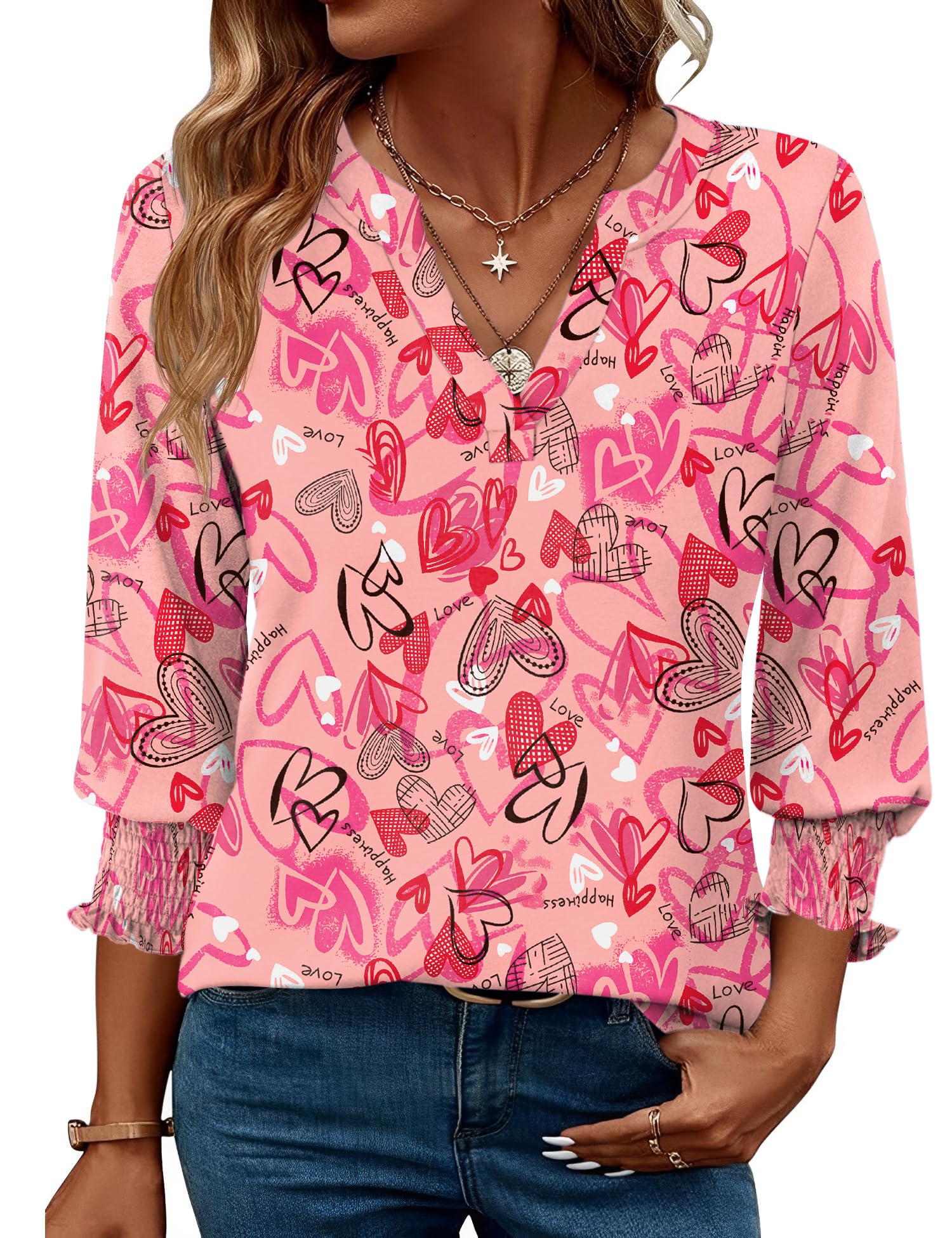 LOMON Women's 2026 Fashion Tops 3/4 Length Sleeve Business Casual Blouses Summer Tees Shirts S-4X