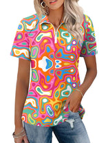 LOMON Womens Golf Polo Shirts Summer Short Sleeve 1/4 Zip Tops Moisture Wicking Casual Tennis Activewear with Pockets