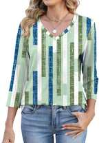 Lomon Women's V Neck T Shirts 3/4 Sleeve Blouse Summer Tops Dressy Casual Basic Tees