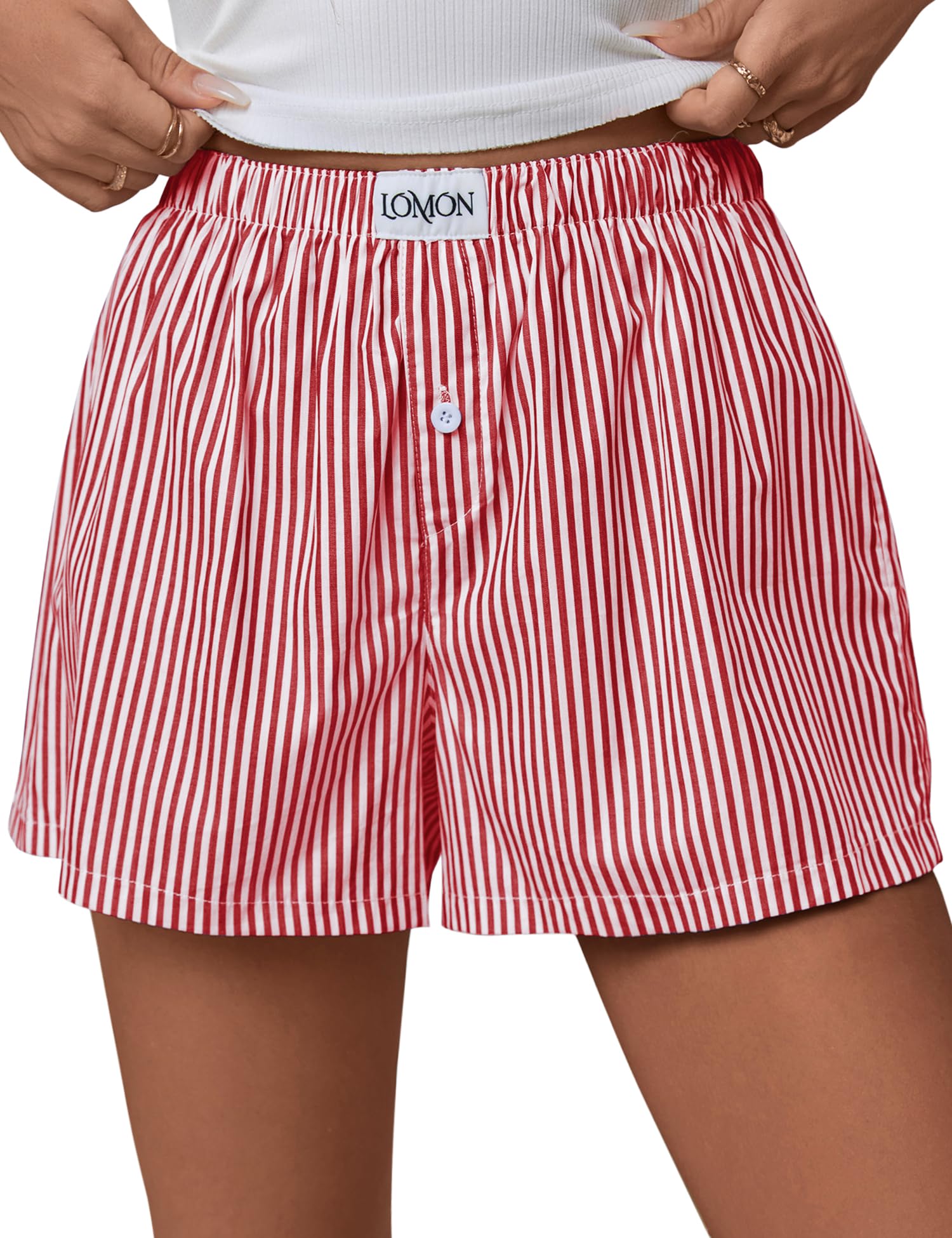 Lomon Womens Boxer Shorts Casual Summer Pajama Lounge Sleep Pj Gingham Plaid Shorts Y2K Beach Bottoms