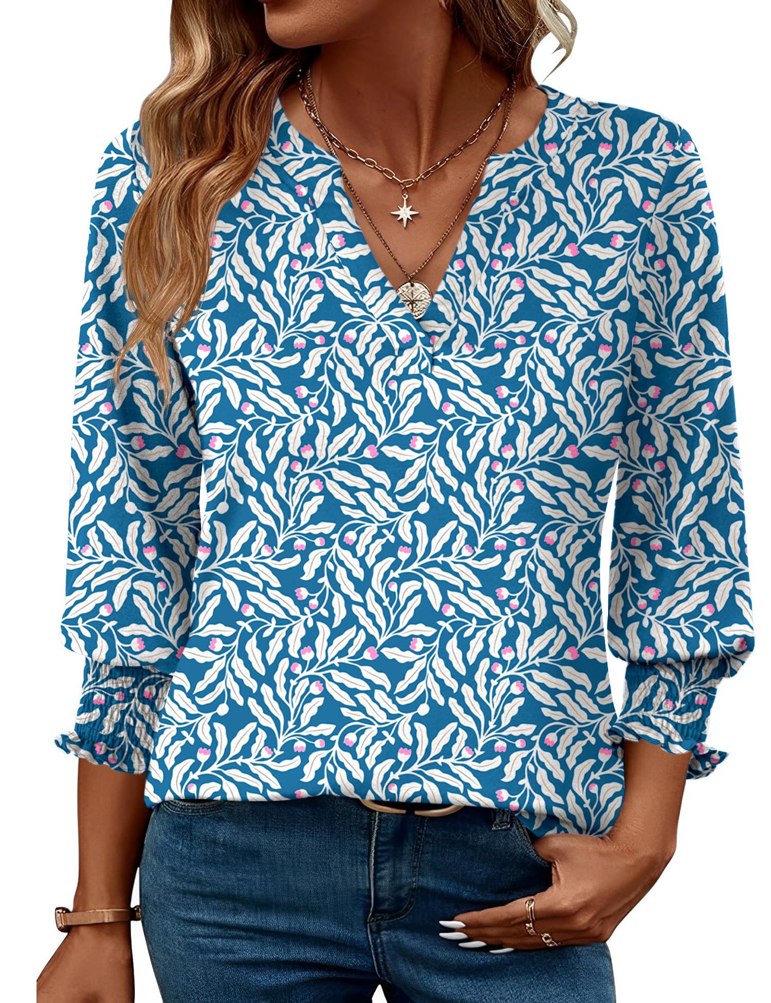 LOMON Women's 2026 Fashion Tops 3/4 Length Sleeve Business Casual Blouses Summer Tees Shirts S-4X