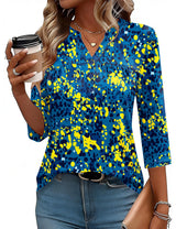 LOMON Womens Tops 3/4 Sleeve Botton Down Shirts Casual V Neck Tunic Blouses Pleated Fashion Summer Tees 2026 Trendy S-3XL