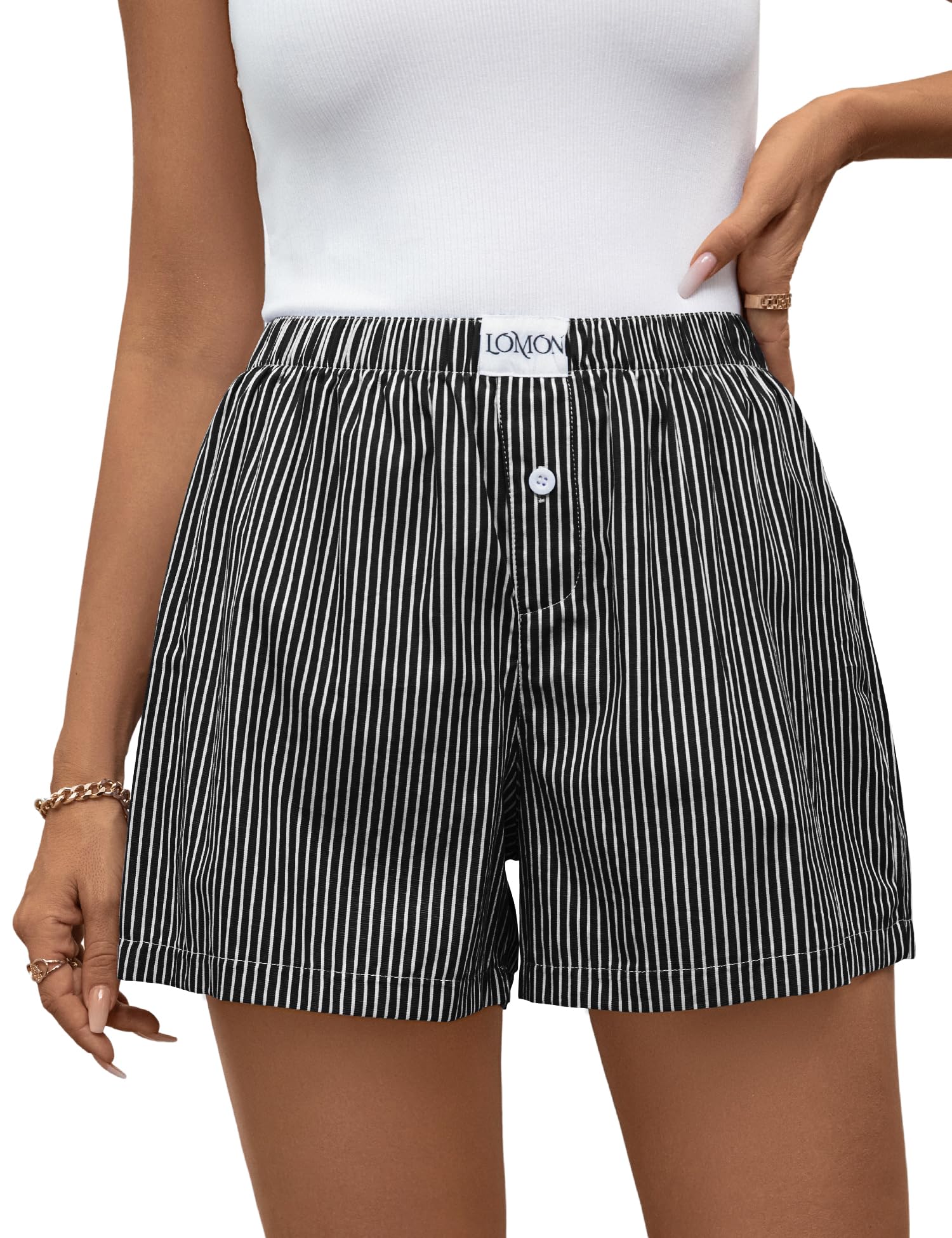 Lomon Womens Boxer Shorts Casual Summer Pajama Lounge Sleep Pj Gingham Plaid Shorts Y2K Beach Bottoms