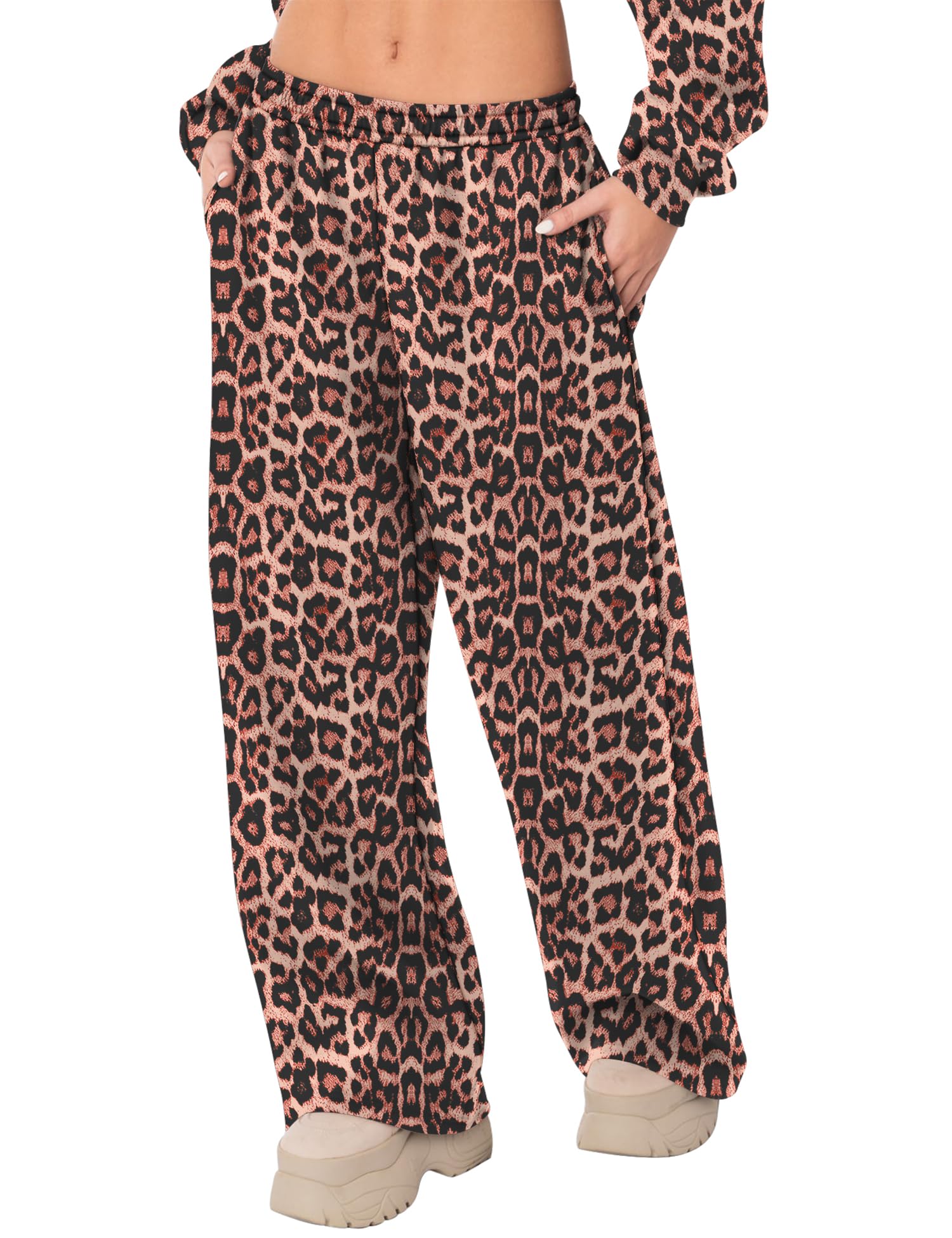 LOMON Wide Leg Sweatpants Women Fleece Sweat Pants Fall Spring Clothes 2026 Teen Girl Baggy Jogger Sweatpant with Pockets