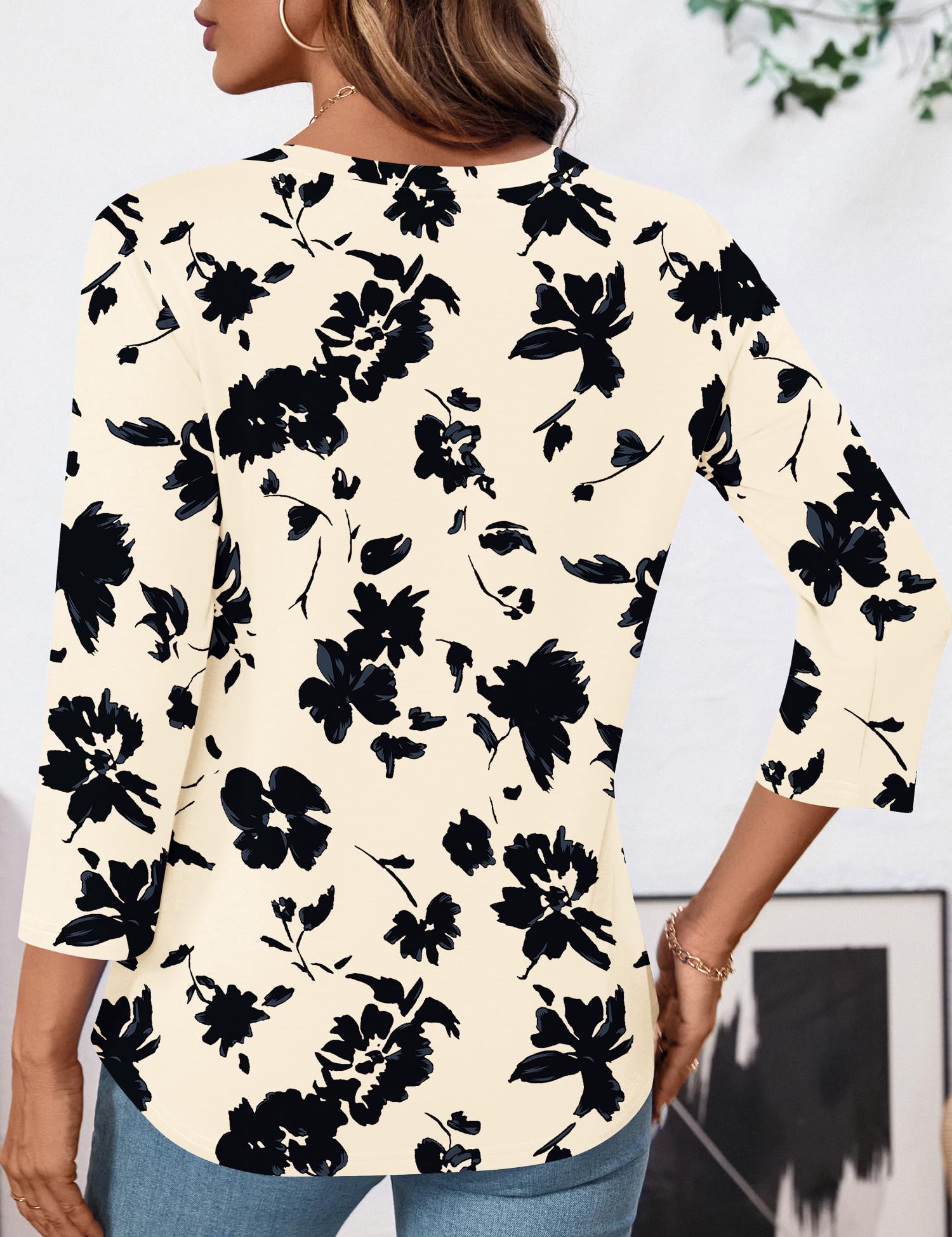 LOMON Womens 3/4 Length Sleeve Tops V Neck Business Casual Blouses Summer Tees Shirts 2026