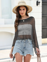 LOMON Womens Sheer Poncho Shrug Bolero Lightweight Knit Crochet Shrug Mesh Cover Up Summer 2026