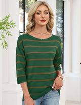 LOMON Womens Sweaters Casual Boat Neck 3/4 Sleeve Lightweight Knit Trendy Pullover Sweater Summer Tops S-XL