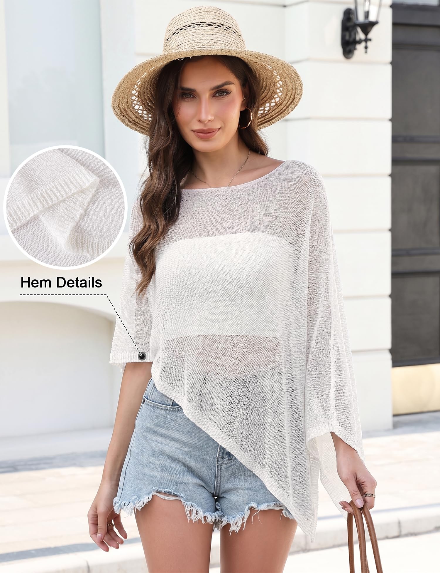 LOMON Womens Sheer Poncho Shrug Bolero Lightweight Knit Crochet Shrug Mesh Cover Up Summer 2026