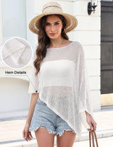 LOMON Womens Sheer Poncho Shrug Bolero Lightweight Knit Crochet Shrug Mesh Cover Up Summer 2026