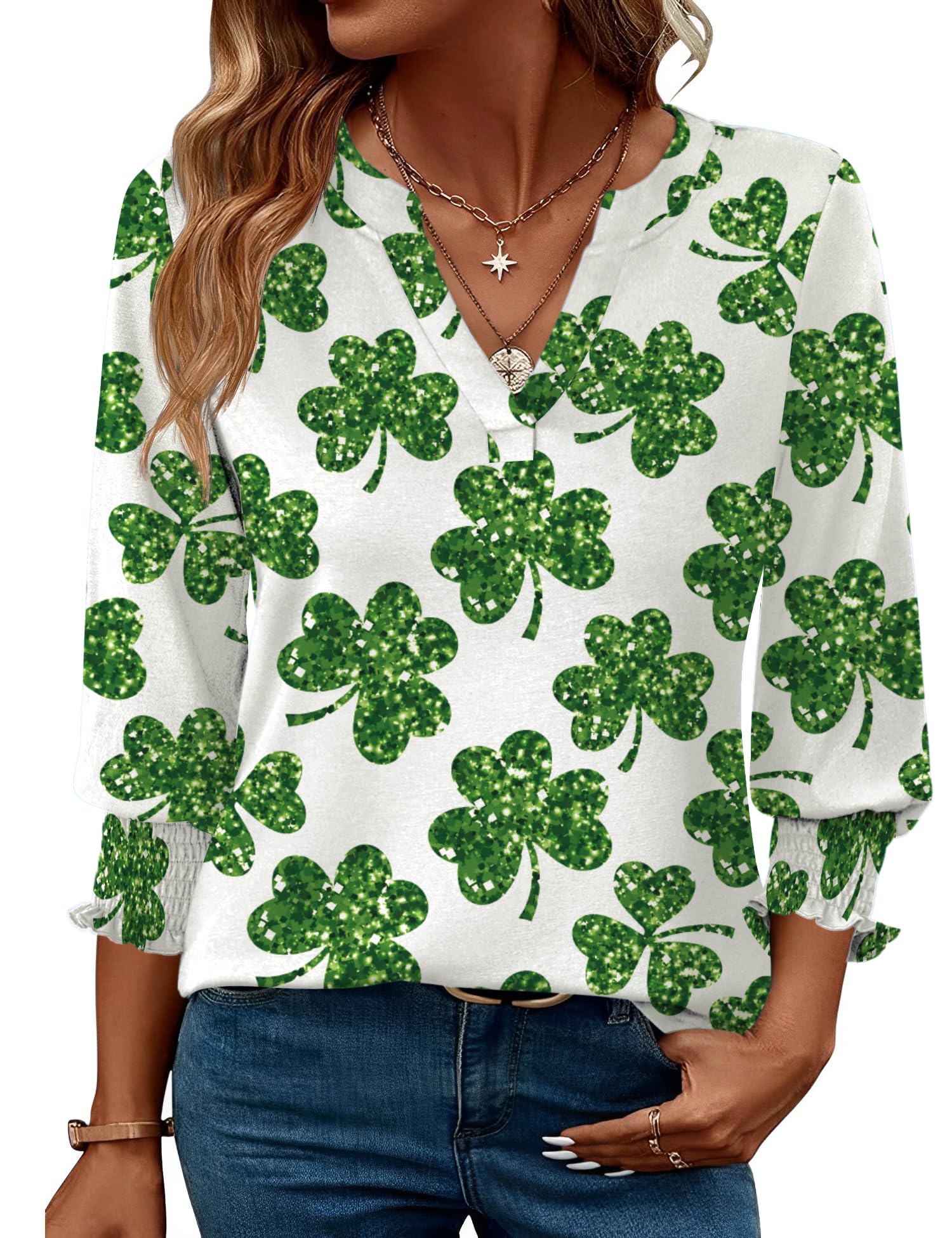LOMON Women's 2026 Fashion Tops 3/4 Length Sleeve Business Casual Blouses Summer Tees Shirts S-4X