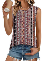LOMON Tank Top for Women Crew Neck Sleeveless Loose Fit Button Casual Tee Shirts Summer Fashion 2026 Tunic Tops Blouses