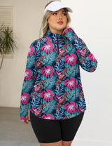 LOMON Womens Plus Size Workout Tops Long Sleeve 1/4 Zip UV Sun Protection Quick Dry Hiking Athletic Shirts Rash Guard UPF 50+