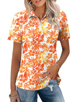 LOMON Womens Golf Polo Shirts Summer Short Sleeve 1/4 Zip Tops Moisture Wicking Casual Tennis Activewear with Pockets