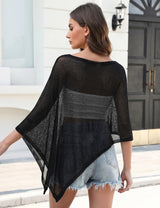 LOMON Womens Sheer Poncho Shrug Bolero Lightweight Knit Crochet Shrug Mesh Cover Up Summer 2026