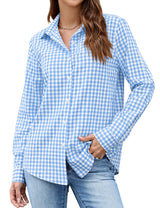 LOMON Button Down Shirt for Women Spring Summer Tops Long Sleeve Business Dressy Casual Blouses Collared Work Outfits Clothes