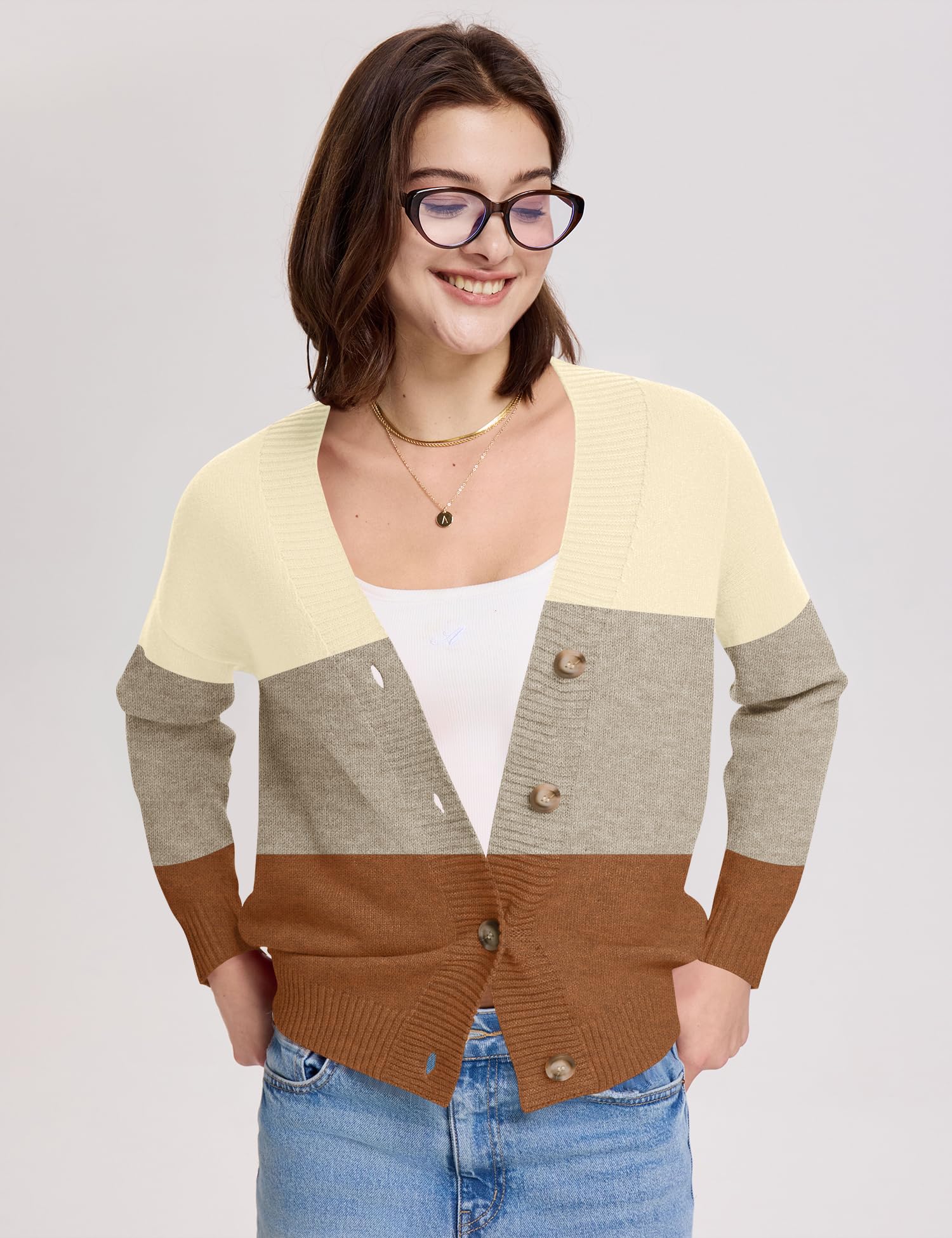 LOMON Women's Button Down Cardigan Sweaters Fall Long Sleeve Open Front Soft Cardigan Casual Loose Knit Coat Outerwear