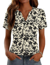 LOMON Womens Tops Dressy Casual V Neck Short Sleeve Shirts Summer Pleated Blouses Button Down Tunic Loose Fit
