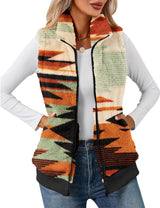 LOMON Womens Fuzzy Fleece Vest, Casual Warm Sleeveless Zip Up Sherpa Vest Jacket with Pockets for Fall/Winter