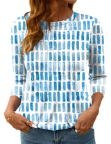 LOMON Women's 3/4 Length Sleeve Tops Crew Neck Dressy Casual Blouses Summer Tees Shirts