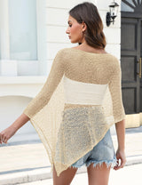 LOMON Womens Sheer Poncho Shrug Bolero Lightweight Knit Crochet Shrug Mesh Cover Up Summer 2026