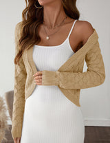 LOMON Womens Cropped Cardigan Bolero Shrugs for Dresses Knit Open Front Long Sleeve Sweater