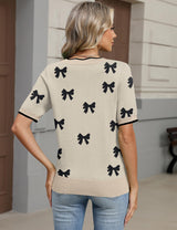 LOMON Womens 2026 Spring V Neck Sweater Casual Tops Short Sleeve Lightweight Ribbed Knit Pullover Sweaters