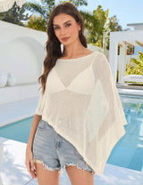 LOMON Womens Sheer Poncho Shrug Bolero Lightweight Knit Crochet Shrug Mesh Cover Up Summer 2026