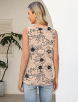 LOMON Womens Summer Tank Tops Sleeveless Shirts V Neck Casual Tee Cut Out Ring Keyhole Tanks Camisole Blouse