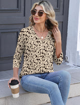 Lomon Women's V Neck T Shirts 3/4 Sleeve Blouse Summer Tops Dressy Casual Basic Tees