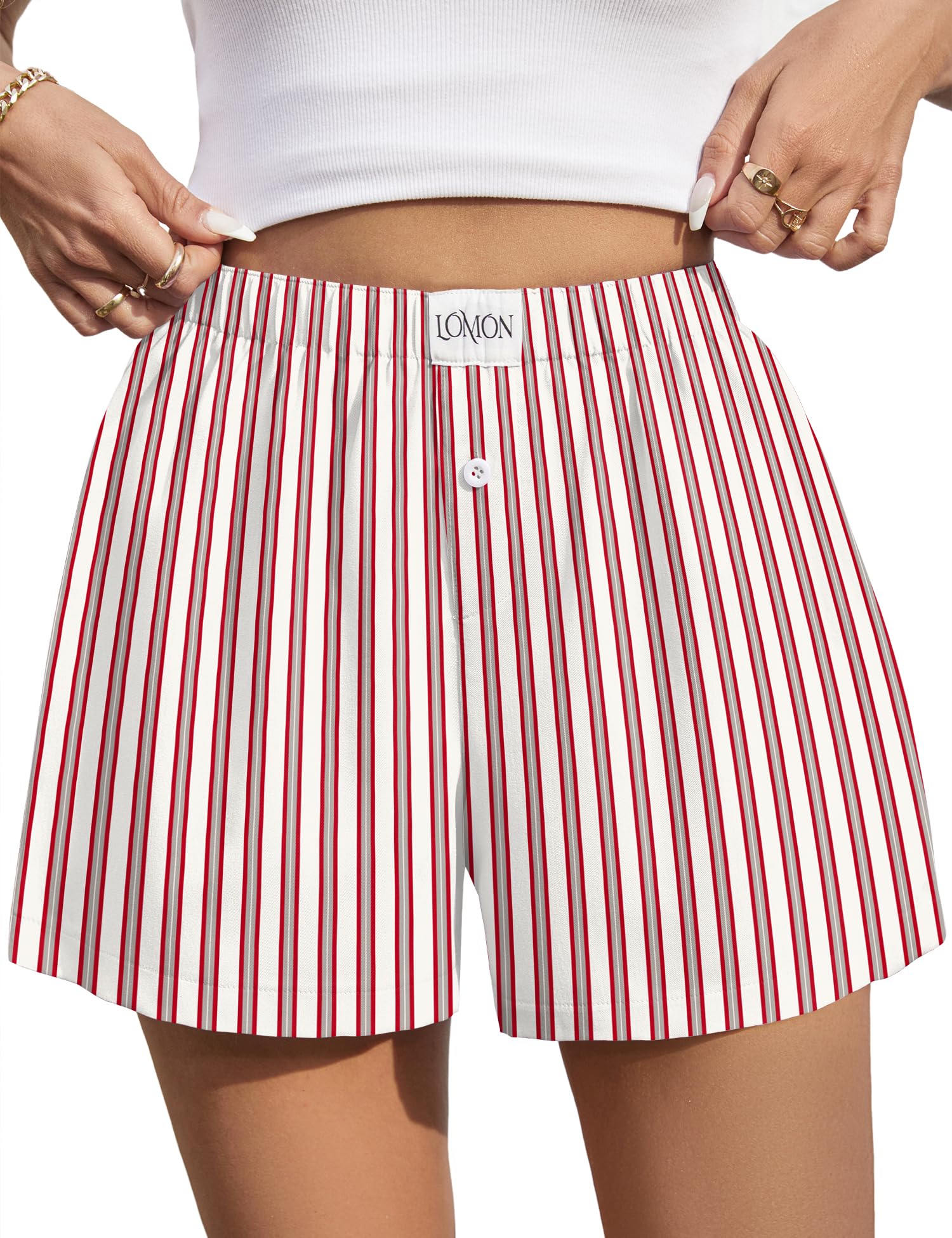 Lomon Womens Boxer Shorts Casual Summer Pajama Lounge Sleep Pj Gingham Plaid Shorts Y2K Beach Bottoms
