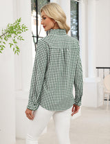 LOMON Button Down Shirts for Women Dressy Casual Long Sleeve Ruffle Blouses Office Tops Work Shirt