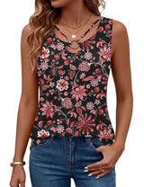 LOMON Womens Summer Tank Tops Sleeveless Shirts V Neck Casual Tee Cut Out Ring Keyhole Tanks Camisole Blouse