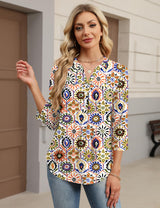 LOMON Womens Tops 3/4 Sleeve Botton Down Shirts Casual V Neck Tunic Blouses Pleated Fashion Summer Tees 2026 Trendy S-3XL