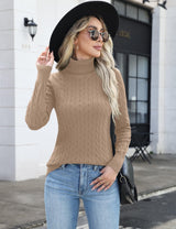 LOMON Women's Casual Turtleneck Sweaters Cable Knit Fall Long Sleeve Slim Fit Pullover Tops