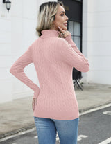 LOMON Women's Casual Turtleneck Sweaters Cable Knit Fall Long Sleeve Slim Fit Pullover Tops