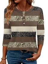 LOMON 3/4 Length Sleeve Womens Tops Dressy Casual Crewneck Pullover Tunics Summer Cute Blouses Fashion 2025 Tees Shirts