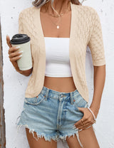 LOMON Womens Cropped Cardigan Short Sleeve Bolero Shrug Sweater Open Front Lightweight