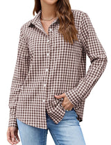 LOMON Button Down Shirt for Women Spring Summer Tops Long Sleeve Business Dressy Casual Blouses Collared Work Outfits Clothes