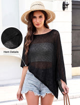 LOMON Womens Sheer Poncho Shrug Bolero Lightweight Knit Crochet Shrug Mesh Cover Up Summer 2026